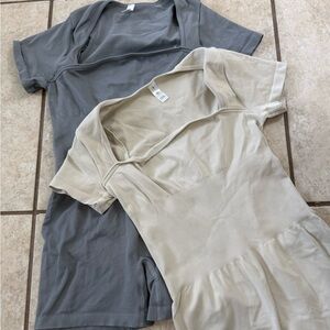 Stylish Gray and Cream Jumpsuits